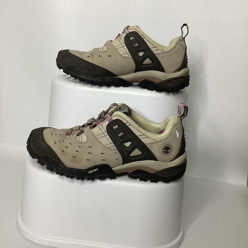 Timberland Womens Size 8.5M Hiking Trail Leather Shoes Brown Tan Outdoor Camping